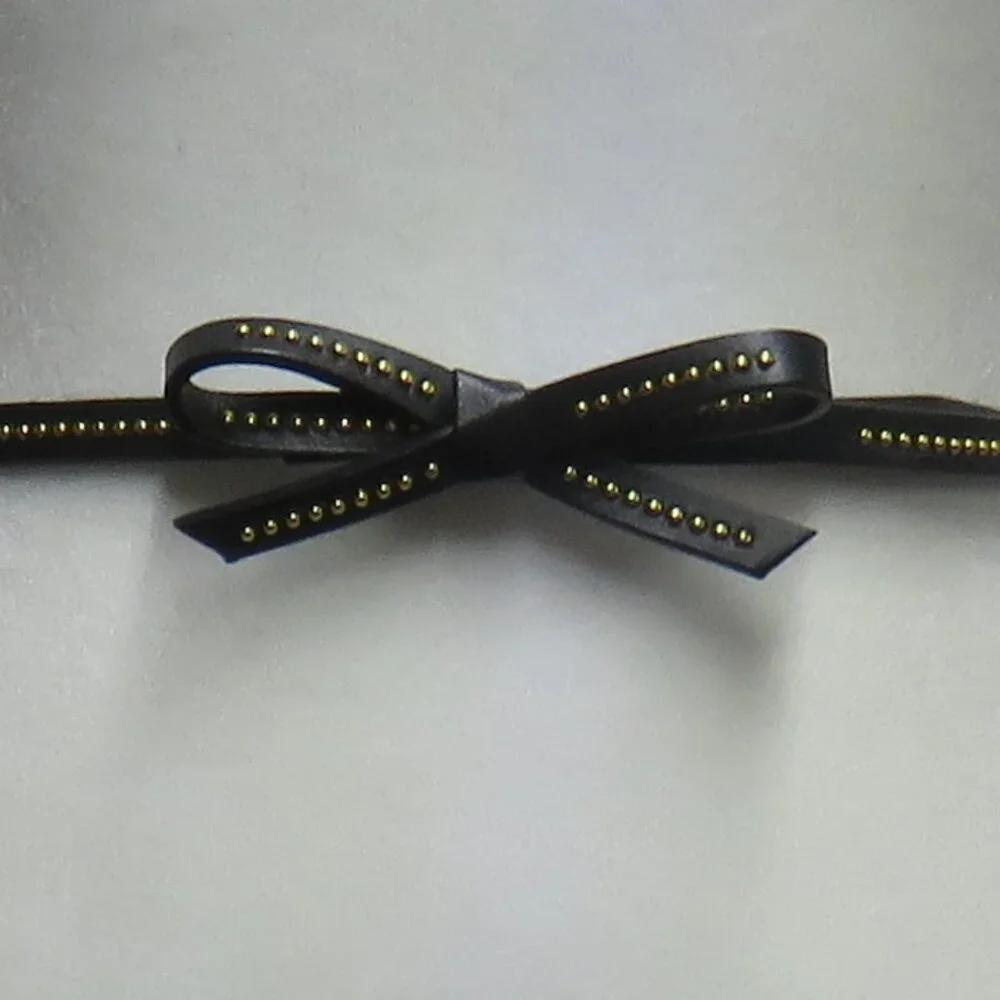 Women's Extra-Skinny Waist Belt with Bow and Gold Studs - Picture 2 of 11
